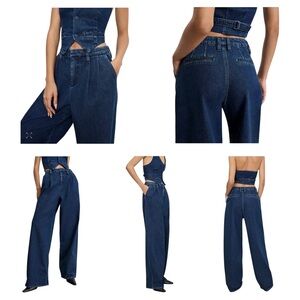 Women’s Good American Size 10 / 30 90's Pleated Wide Leg Jeans in Indigo 724 NWT